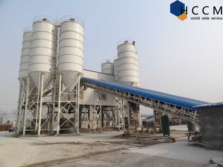 HZS180 concrete batching plant belt conveyor concrete plant