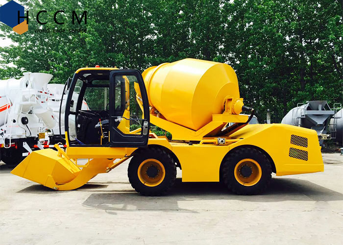 Simple and low cost self loading concrete mixer truck